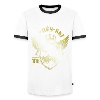 Après-Ski Team Slogan - Men's Ringer Shirt - white/black - Front - AI Model Female 172 light (172cm) & AI Model Male 178 dark (178cm)