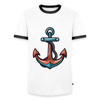 Anchor Icon Harbor - Men's Ringer Shirt - white/black - Front - AI Model Female 172 light (172cm) & AI Model Male 178 dark (178cm)