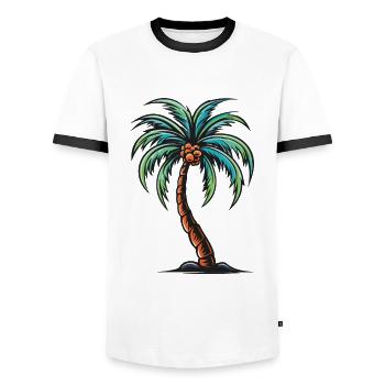 Palm Tree Holiday Icon - Men's Ringer Shirt - white/black - Front - AI Model Female 172 light (172cm) & AI Model Male 178 dark (178cm)