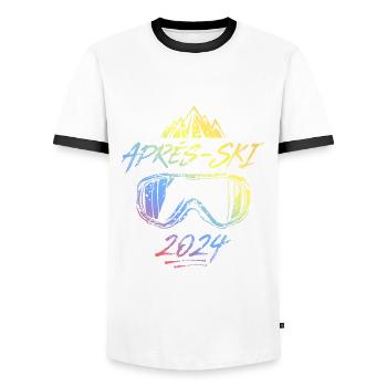 Après-ski Dicton 2024 Coloré - T-shirt contrasté Homme - blanc/noir - Devant - AI Model Female 172 light (172cm) & AI Model Male 178 dark (178cm)