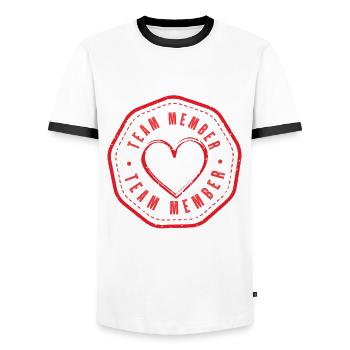 Team Member Heart - Men's Ringer Shirt - white/black - Front - AI Model Female 172 light (172cm) & AI Model Male 178 dark (178cm)