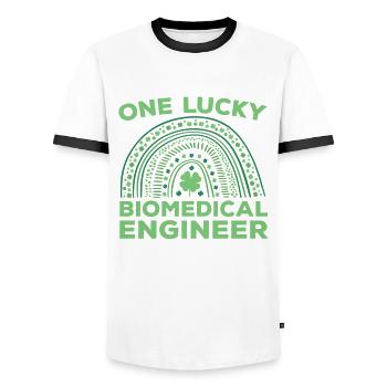 Biomedical Engineer St. Paddy's Day - Men's Ringer Shirt - white/black - Front - AI Model Female 172 light (172cm) & AI Model Male 178 dark (178cm)