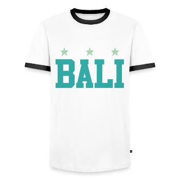 Bali 2024 Reisen - Männer Kontrast-T-Shirt - Weiß/Schwarz - Vorne - AI Model Female 172 light (172cm) & AI Model Male 178 dark (178cm)