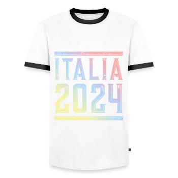 Italia 2024 Coloré - T-shirt contrasté Homme - blanc/noir - Devant - AI Model Female 172 light (172cm) & AI Model Male 178 dark (178cm)