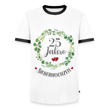 25 Jahre Verheiratet Silber Ehe 25. Silberhochzeit - Männer Kontrast-T-Shirt - Weiß/Schwarz - Vorne - AI Model Female 172 light (172cm) & AI Model Male 178 dark (178cm)