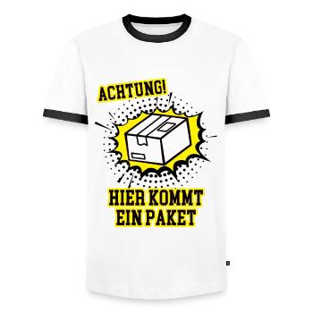 Paket Paketbote Lieferdienst Fahrer Postbote Bote - Männer Kontrast-T-Shirt - Weiß/Schwarz - Vorne - AI Model Female 172 light (172cm) & AI Model Male 178 dark (178cm)