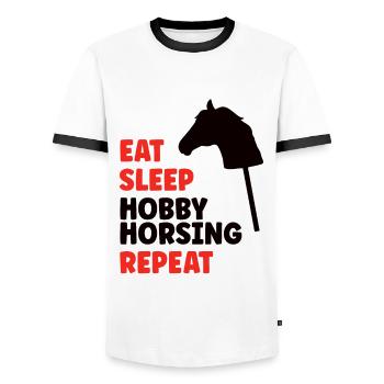 Hobby Horsing Zubehör Horse Steckenpferde Horses - Männer Kontrast-T-Shirt - Weiß/Schwarz - Vorne - AI Model Female 172 light (172cm) & AI Model Male 178 dark (178cm)