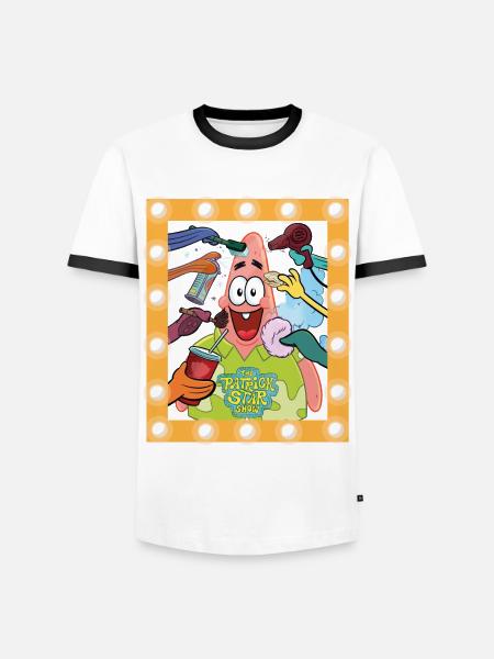 The Patrick Star Show Getting Ready For Show - Men's Ringer Shirt - white/black