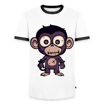 Monkey Halloween Zombie - Men's Ringer Shirt - white/black - Front - AI Model Female 172 light (172cm) & AI Model Male 178 dark (178cm)