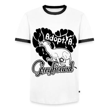 Adopt a Greyhound - Men's Ringer Shirt - white/black - Front - AI Model Female 172 light (172cm) & AI Model Male 178 dark (178cm)