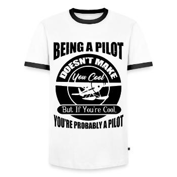 Being a Pilot Makes You Cool - Men's Ringer Shirt - white/black - Front - AI Model Female 172 light (172cm) & AI Model Male 178 dark (178cm)