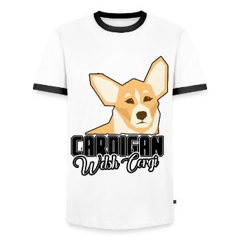 Funny Cardigan Welsh Corgi - Men's Ringer Shirt - white/black - Front - AI Model Female 172 light (172cm) & AI Model Male 178 dark (178cm)
