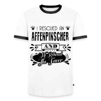 I Rescued an Affenpinscher - Men's Ringer Shirt - white/black - Front - AI Model Female 172 light (172cm) & AI Model Male 178 dark (178cm)