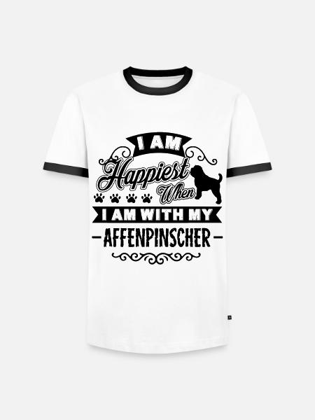 Happiest With Affenpinscher - Men's Ringer Shirt - white/black