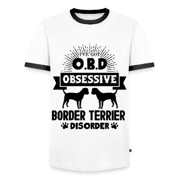 I've Got Border Terrier Disorder - Men's Ringer Shirt - white/black - Front - AI Model Female 172 light (172cm) & AI Model Male 178 dark (178cm)