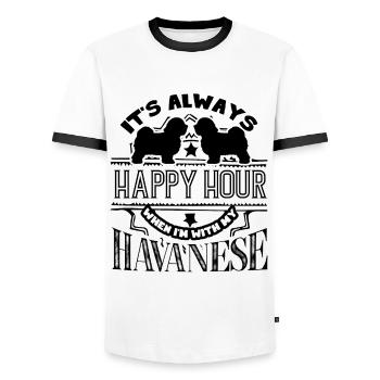 It's Always Happy Hour When I am With Havanese - Men's Ringer Shirt - white/black - Front - AI Model Female 172 light (172cm) & AI Model Male 178 dark (178cm)