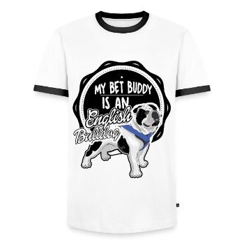 My best buddy is an english bulldog - Men's Ringer Shirt - white/black - Front - AI Model Female 172 light (172cm) & AI Model Male 178 dark (178cm)