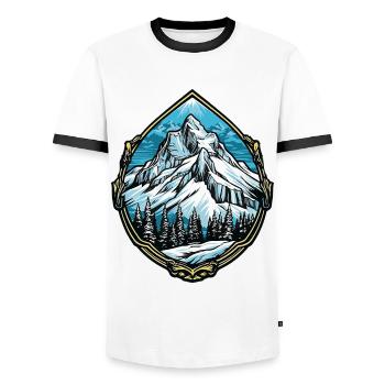 Alps Mountain Peaks - Men's Ringer Shirt - white/black - Front - AI Model Female 172 light (172cm) & AI Model Male 178 dark (178cm)