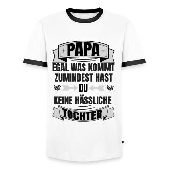 Papa egal was passiert keine hässliche Tochter - Männer Kontrast-T-Shirt - Weiß/Schwarz - Vorne - AI Model Female 172 light (172cm) & AI Model Male 178 dark (178cm)