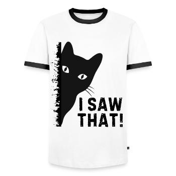 I Saw That Black Cat - Men's Ringer Shirt - white/black - Front - AI Model Female 172 light (172cm) & AI Model Male 178 dark (178cm)