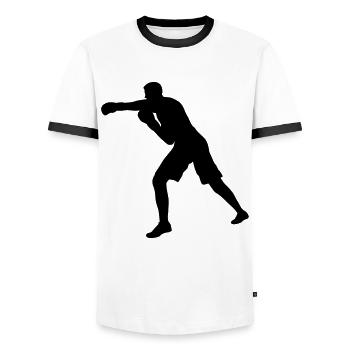 Boxer Shadow - Men's Ringer Shirt - white/black - Front - AI Model Female 172 light (172cm) & AI Model Male 178 dark (178cm)