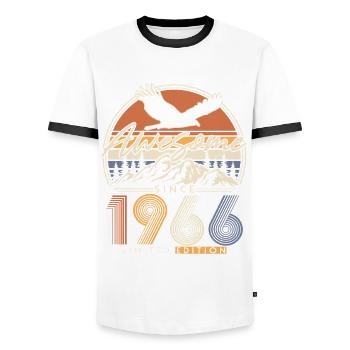 Vintage, 1966, Vintage Retro, Cadeau d’anniversaire - T-shirt contrasté Homme - blanc/noir - Devant - AI Model Female 172 light (172cm) & AI Model Male 178 dark (178cm)