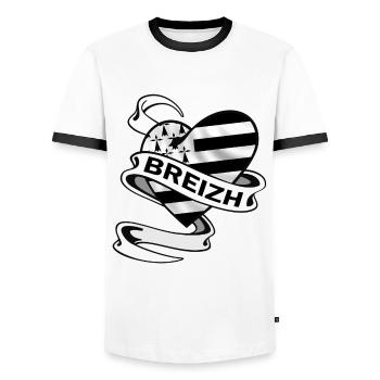 breizh Herzen der Bretagne - Männer Kontrast-T-Shirt - Weiß/Schwarz - Vorne - AI Model Female 172 light (172cm) & AI Model Male 178 dark (178cm)