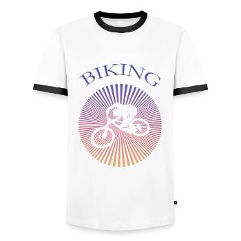 biking - Männer Kontrast-T-Shirt - Weiß/Schwarz - Vorne - AI Model Female 172 light (172cm) & AI Model Male 178 dark (178cm)