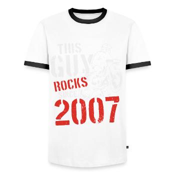 2007 Vintage Birthday Gift Motocross - Men's Ringer Shirt - white/black - Front - AI Model Female 172 light (172cm) & AI Model Male 178 dark (178cm)