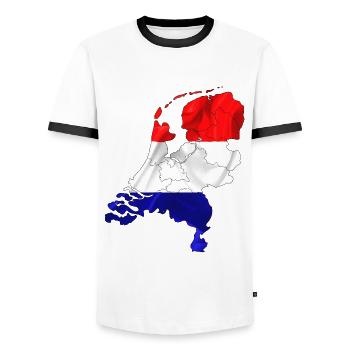 Netherlands in red, white, blue - Men's Ringer Shirt - white/black - Front - AI Model Female 172 light (172cm) & AI Model Male 178 dark (178cm)