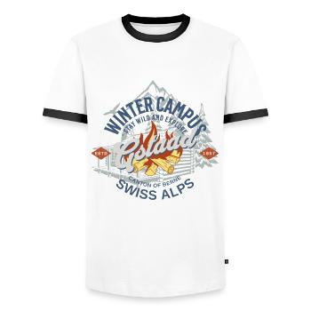 Winter-Outdoor-Campus Gstaad - Männer Kontrast-T-Shirt - Weiß/Schwarz - Vorne - AI Model Female 172 light (172cm) & AI Model Male 178 dark (178cm)