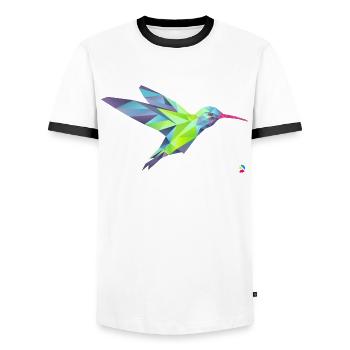 Geometric Hummingbird - Men's Ringer Shirt - white/black - Front - AI Model Female 172 light (172cm) & AI Model Male 178 dark (178cm)