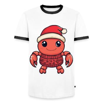 Crab Crab Christmas Comic - Men's Ringer Shirt - white/black - Front - AI Model Female 172 light (172cm) & AI Model Male 178 dark (178cm)