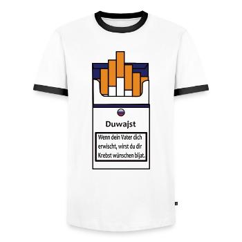 Zigaretten Russisch - Männer Kontrast-T-Shirt - Weiß/Schwarz - Vorne - AI Model Female 172 light (172cm) & AI Model Male 178 dark (178cm)