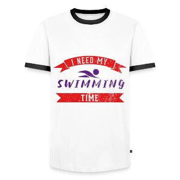 Schwimmzeit Schwimmer Schwimmen Sport Geschenk - Männer Kontrast-T-Shirt - Weiß/Schwarz - Vorne - AI Model Female 172 light (172cm) & AI Model Male 178 dark (178cm)