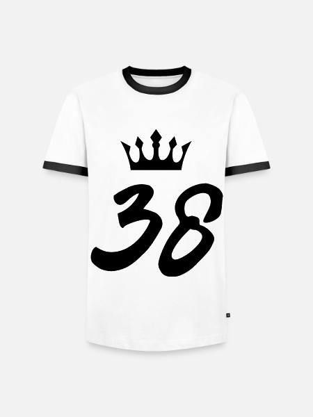 38 Number crown - Men's Ringer Shirt - white/black