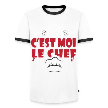 ici c est moi le chef cadeau papa cuisinier - T-shirt contrasté Homme - blanc/noir - Devant - AI Model Female 172 light (172cm) & AI Model Male 178 dark (178cm)
