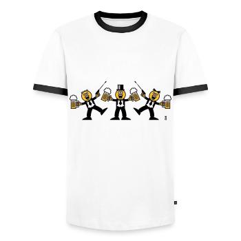 Bräutigam Security (JGA / Karikatur / Tanz / 3C W) - Männer Kontrast-T-Shirt - Weiß/Schwarz - Vorne - AI Model Female 172 light (172cm) & AI Model Male 178 dark (178cm)