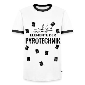 Elemente der Pyrotechnik - Männer Kontrast-T-Shirt - Weiß/Schwarz - Vorne - AI Model Female 172 light (172cm) & AI Model Male 178 dark (178cm)