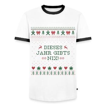 WEIHNACHTEN, DIESES JAHR GIBT'S NIX! - Männer Kontrast-T-Shirt - Weiß/Schwarz - Vorne - AI Model Female 172 light (172cm) & AI Model Male 178 dark (178cm)