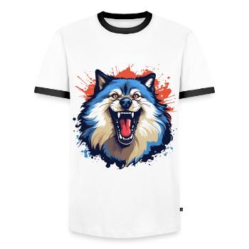 Böser Wolf - Männer Kontrast-T-Shirt - Weiß/Schwarz - Vorne - AI Model Female 172 light (172cm) & AI Model Male 178 dark (178cm)