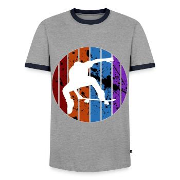Skateboard - T-shirt contrasté Homme - gris/marine  - Devant - AI Model Female 172 light (172cm) & AI Model Male 178 light (178cm)