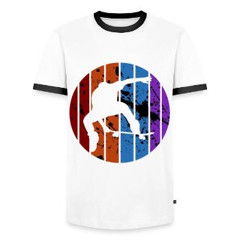 Skateboard - Männer Kontrast-T-Shirt - Weiß/Schwarz - Vorne - AI Model Female 172 light (172cm) & AI Model Male 178 dark (178cm)
