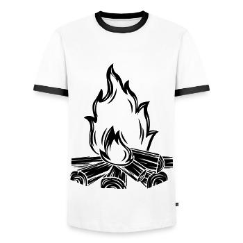 campfire flame symbol - Men's Ringer Shirt - white/black - Front - AI Model Female 172 light (172cm) & AI Model Male 178 dark (178cm)
