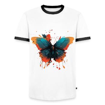 Schmetterlingsflügel - Männer Kontrast-T-Shirt - Weiß/Schwarz - Vorne - AI Model Female 172 light (172cm) & AI Model Male 178 dark (178cm)