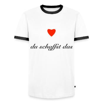 du schaffst das - Männer Kontrast-T-Shirt - Weiß/Schwarz - Vorne - AI Model Female 172 light (172cm) & AI Model Male 178 dark (178cm)