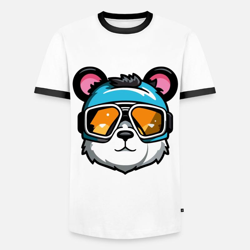 Ski Bär Snowboarder Comic - Männer Kontrast-T-Shirt - Weiß/Schwarz