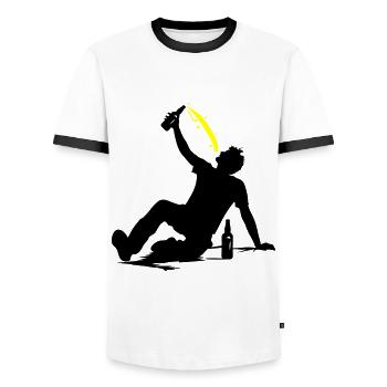 Drinking Bier Silhouette - Männer Kontrast-T-Shirt - Weiß/Schwarz - Vorne - AI Model Female 172 light (172cm) & AI Model Male 178 dark (178cm)