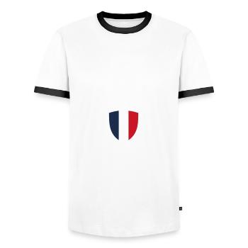France - T-shirt contrasté Homme - blanc/noir - Devant - AI Model Female 172 light (172cm) & AI Model Male 178 dark (178cm)