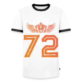72 Number crown - Men's Ringer Shirt - white/black - Front - AI Model Female 172 light (172cm) & AI Model Male 178 dark (178cm)